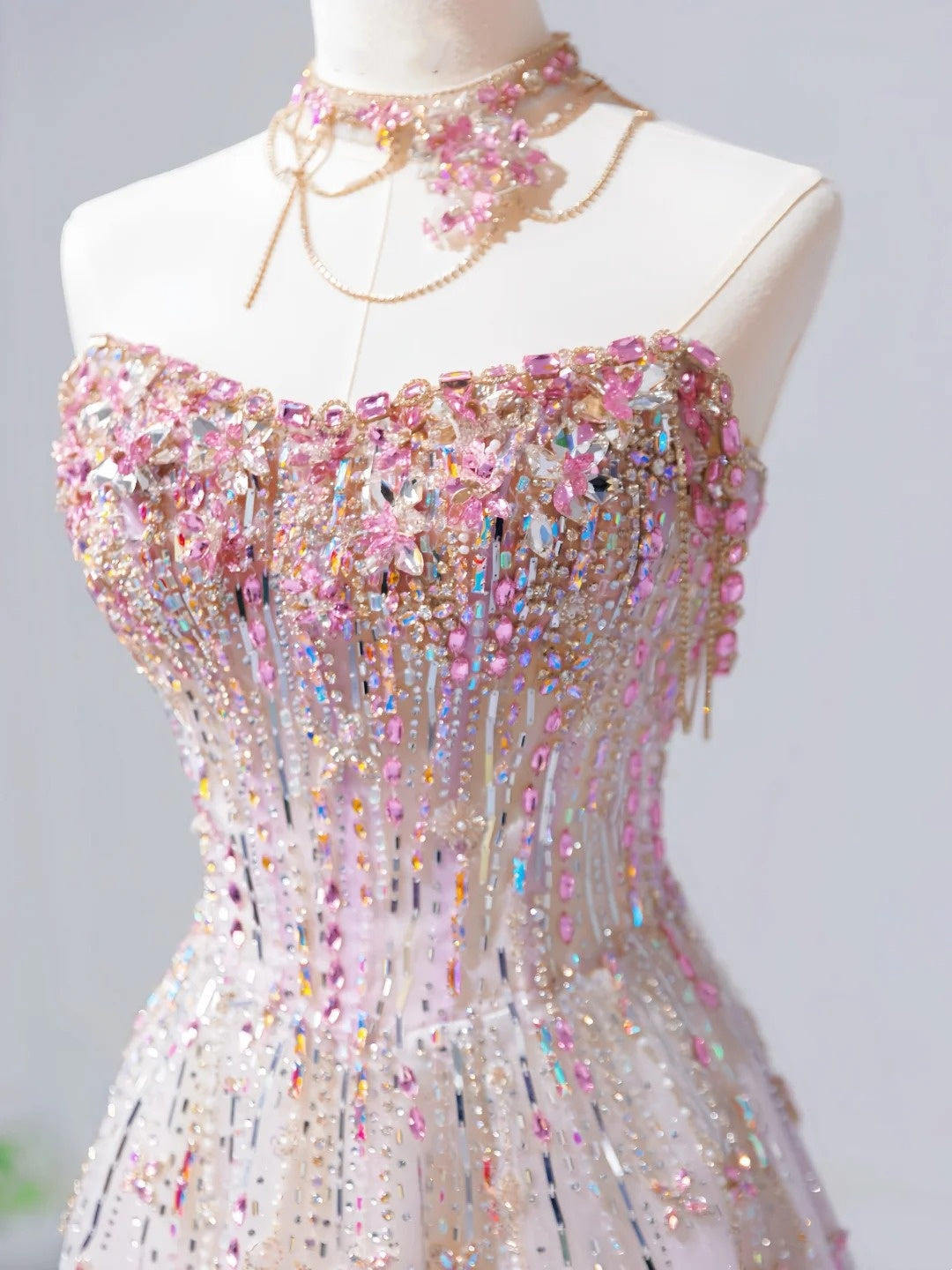 Fairy Luxury Pink Diamond Starlight Strapless Ballgown - Dinner & Red Carpet Gorgeous Dress gh6565