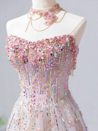 Fairy Luxury Pink Diamond Starlight Strapless Ballgown - Dinner & Red Carpet Gorgeous Dress gh6565