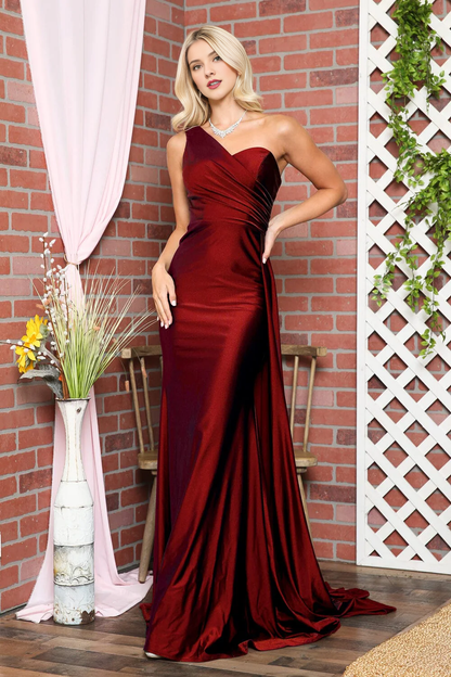 Fitted skirt long single shoulder dress