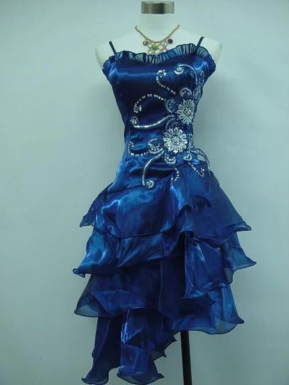 Vintage Shiny Beaded Spaghetti Strap A-Line Short Party Dress Cocktail Dress Homecoming Dress TP4456