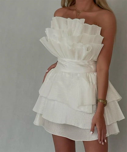 A line Strapless Tiered Short Homecoming Dress Party Gown