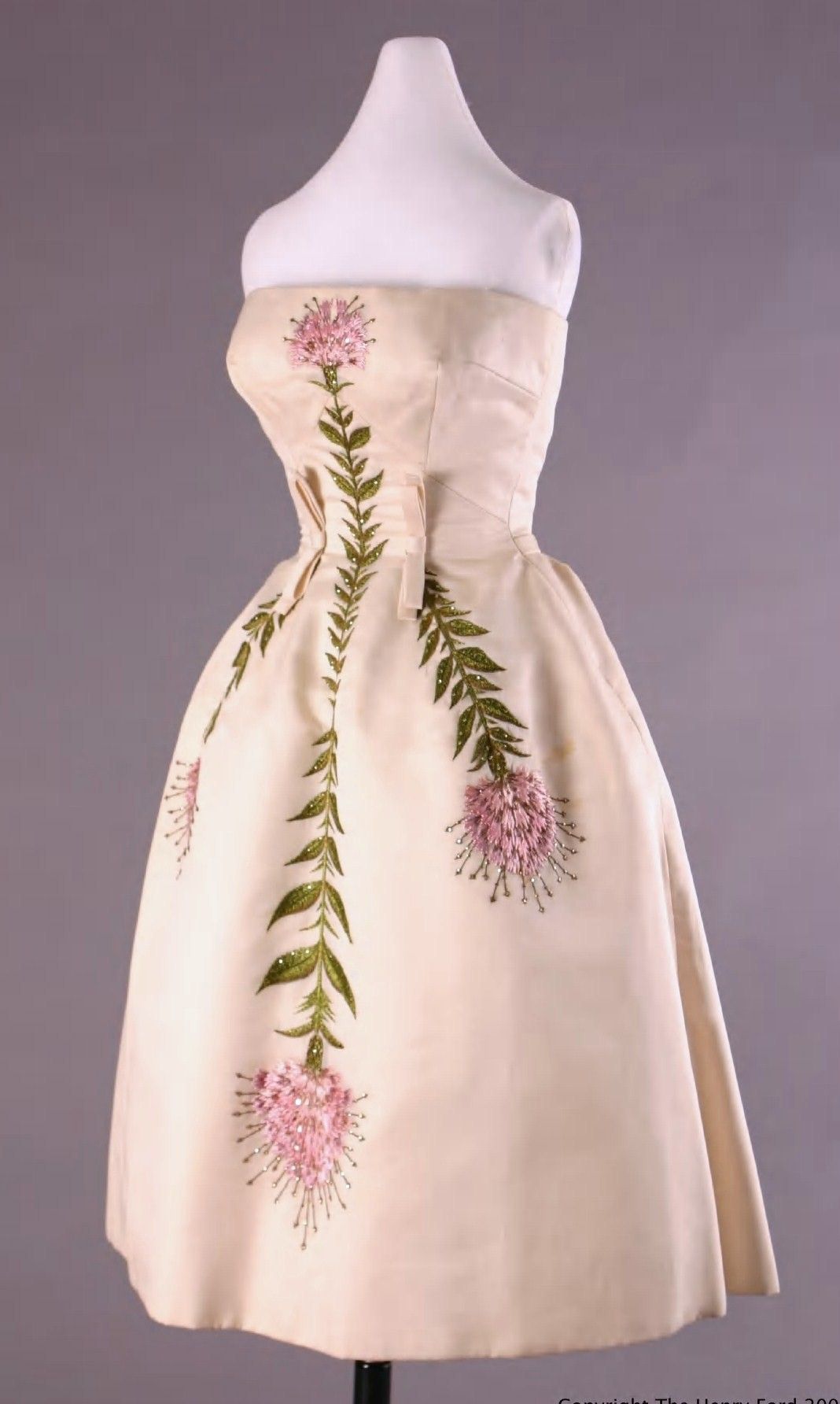 girlhomeshops--Ivory Delicate Pink Floral Long Satin Prom Gown Ball Gown gh5553