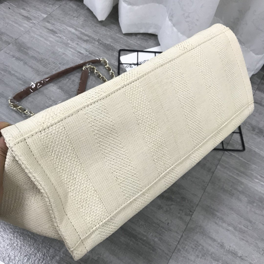 Chanel Deauville Small Straw Raffia Striped