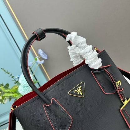 Prada Saffiano Cuir Double Small Tote Bag Black 30Cm