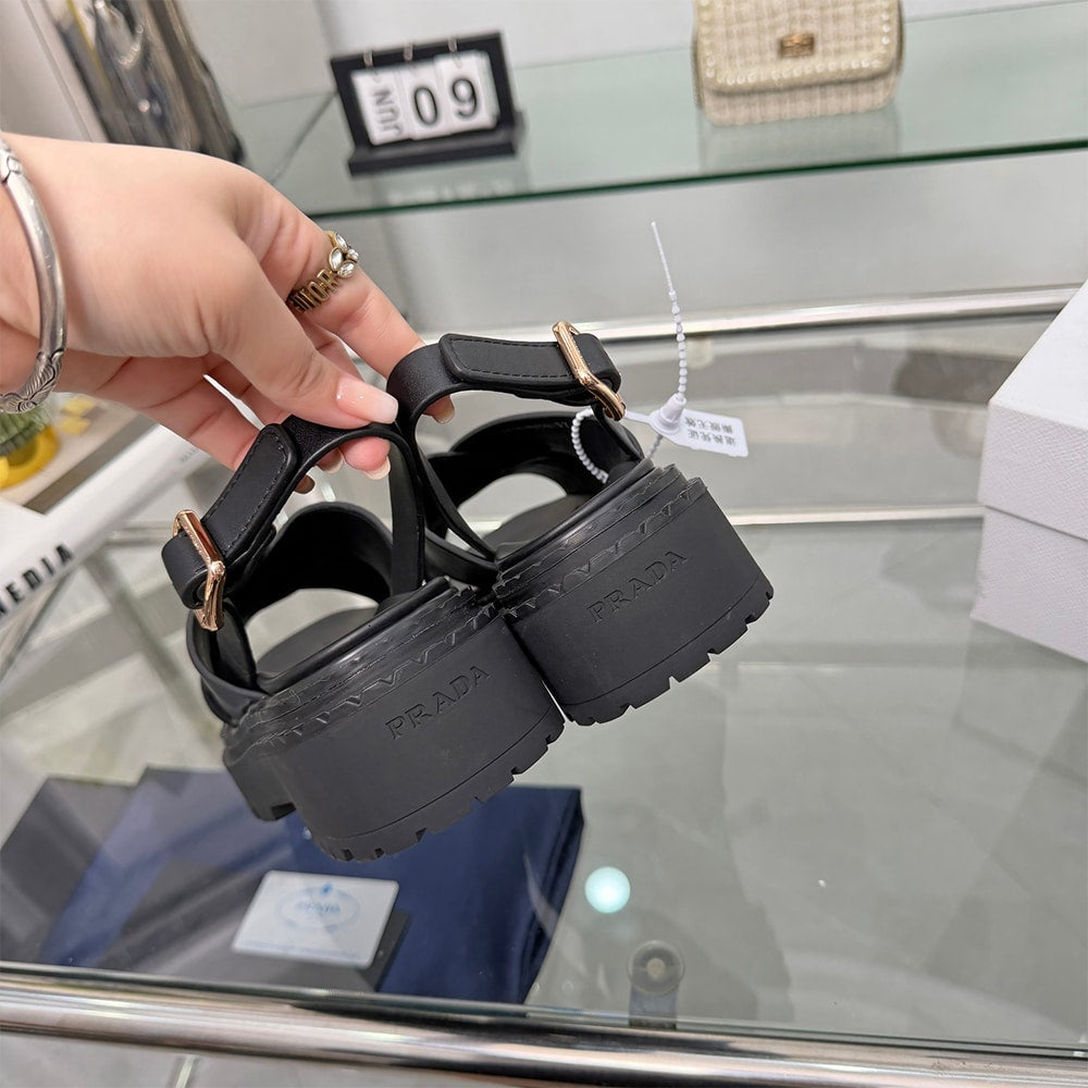 PRADA Crisscross Leather Sandals 914970