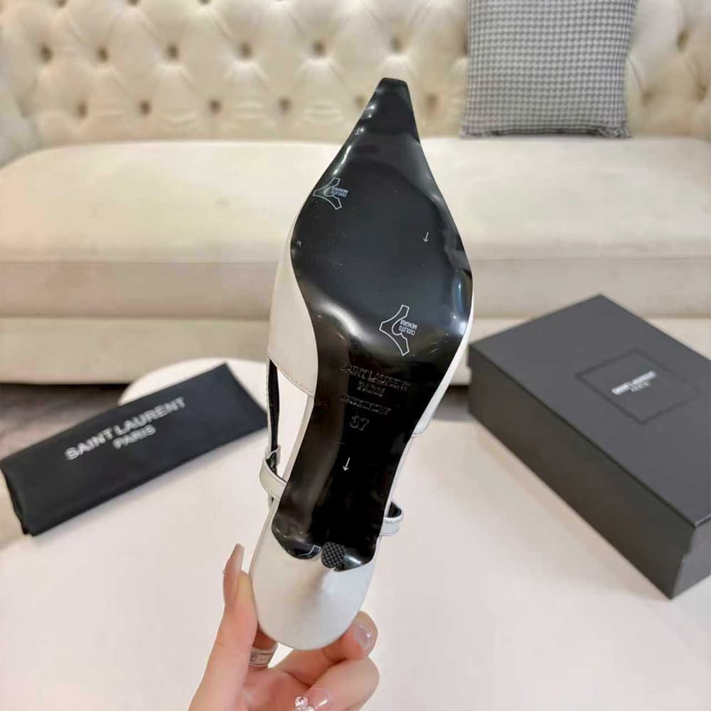 YSL JEANNE slingback pumps in glazed leather
