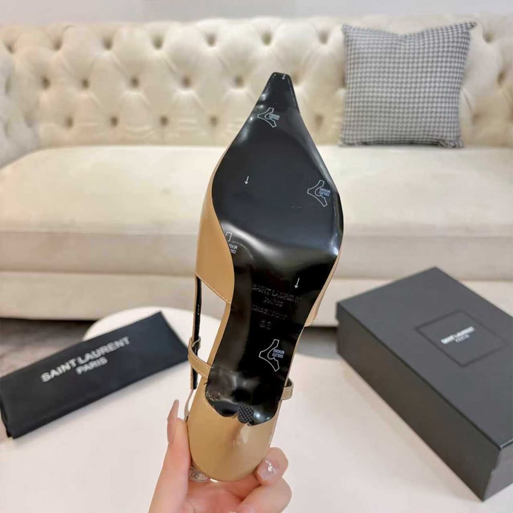 YSL JEANNE slingback pumps in glazed leather