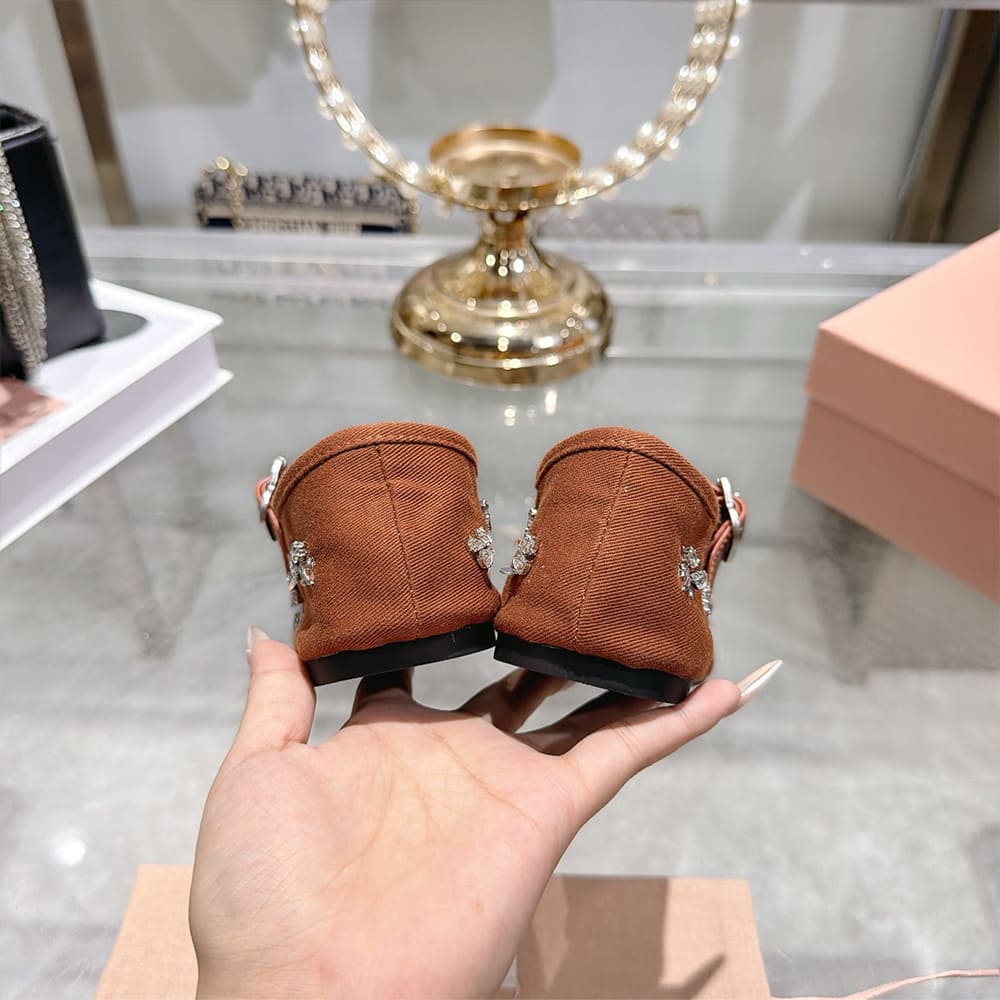 MIUMIU Embroidered drill ballerinas 297584