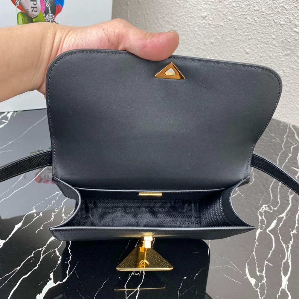 Prada Saffiano leather flap shoulder bag(HIGH-END GRADE)