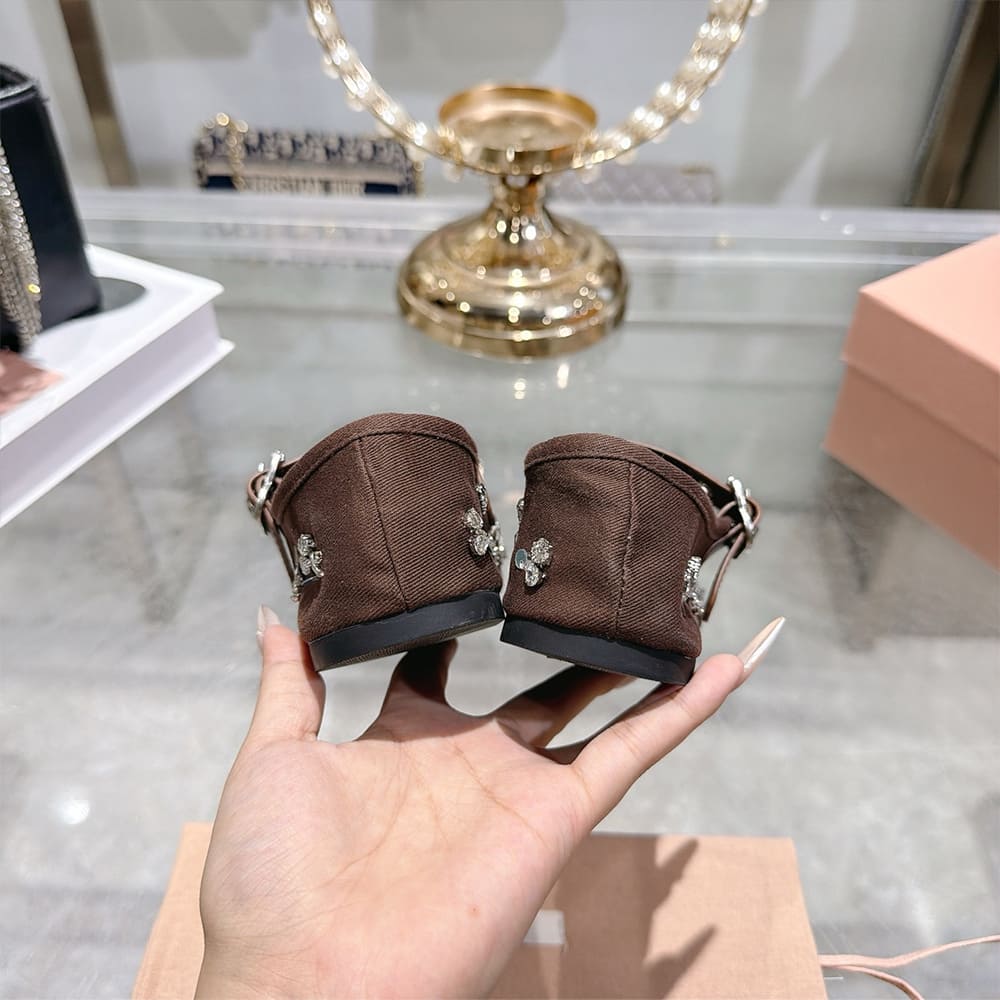 MIUMIU Embroidered drill ballerinas 994012