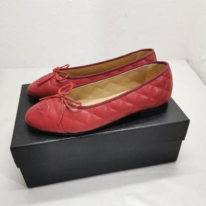 Chanel Ballerina Flat Shoes In Red