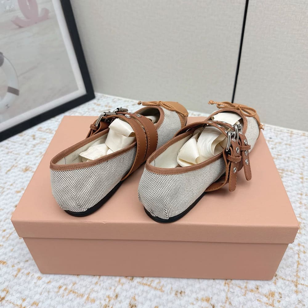 MIUMIU Canvas and leather ballerinas 360811