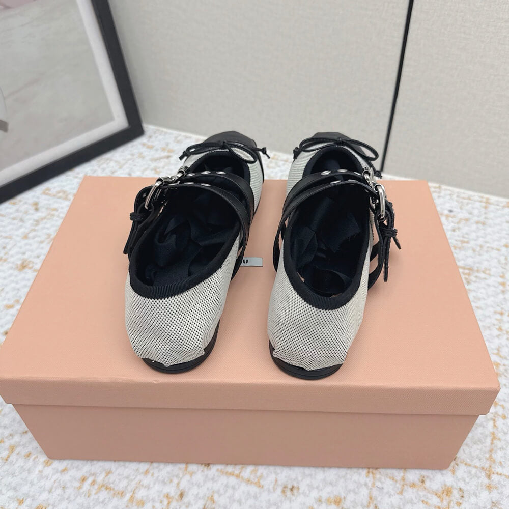 MIUMIU Canvas and leather ballerinas 725618