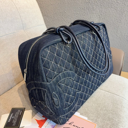 Chanel Denim Duffle Bag Blue Denim 40Cm