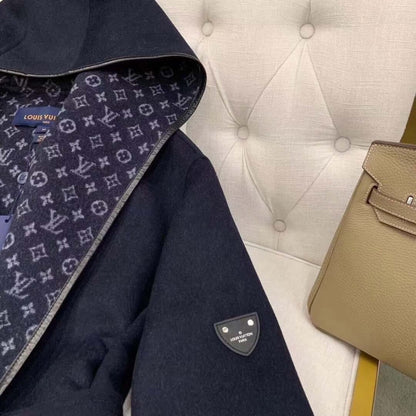Louis Vuitton Hooded Wrap Coat Black 1A4PE6