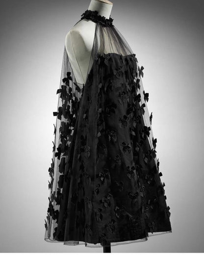 girlhomeshops--Black Exquisite Butterfly Short Tulle Beautiful Suspender Homecoming Dress gh5692