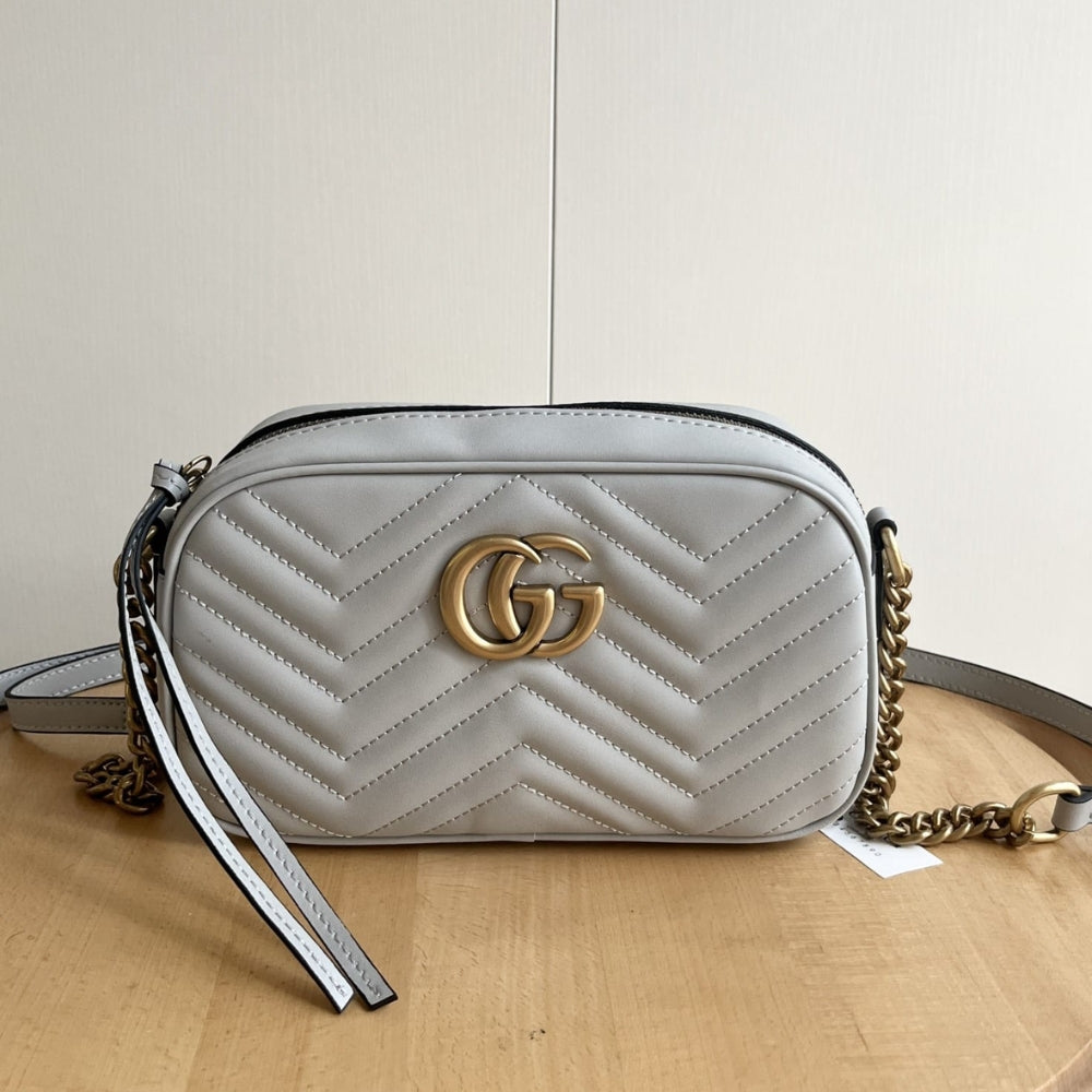 Gucci GG Marmont Small Camera Bag Light Grey 24Cm 447632 AABZB 1712