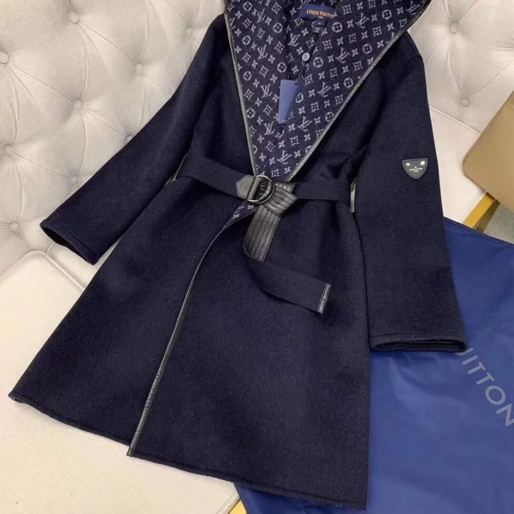 Louis Vuitton Hooded Wrap Coat Black 1A4PE6