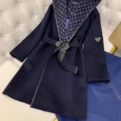 Louis Vuitton Hooded Wrap Coat Black 1A4PE6