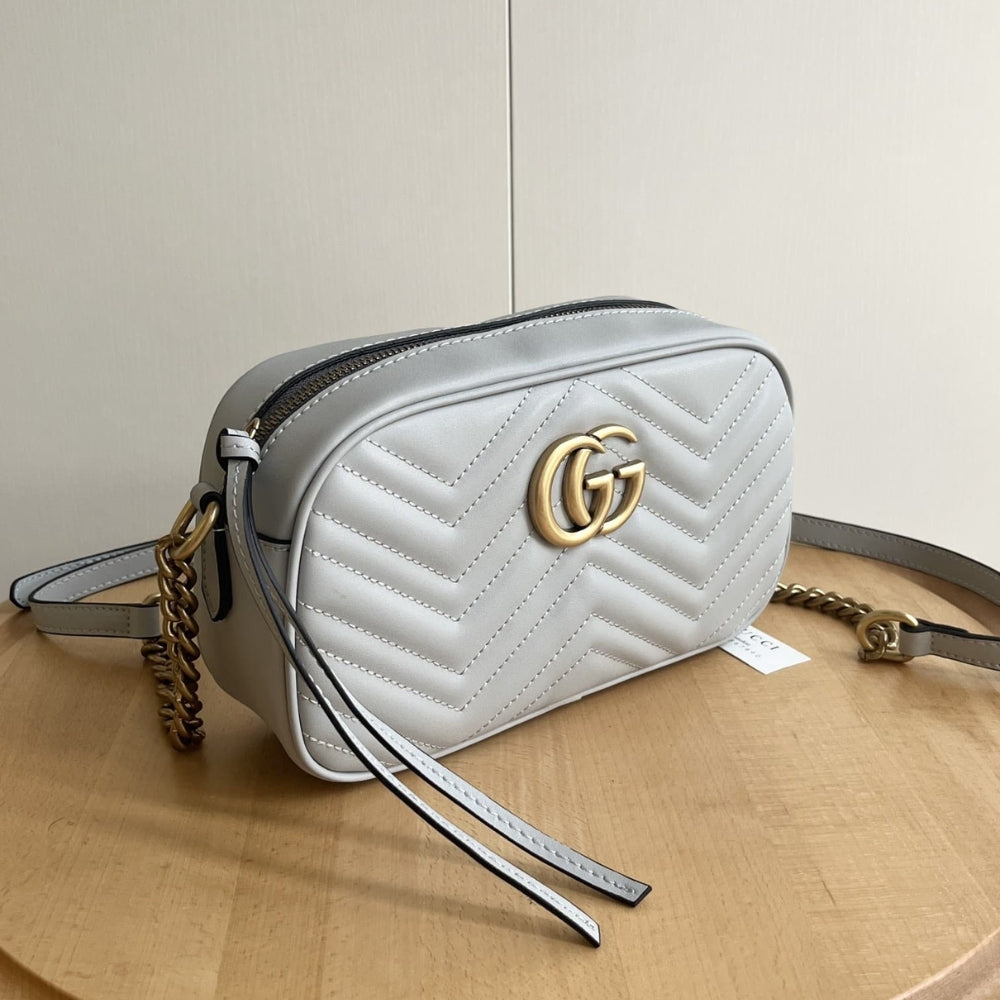 Gucci GG Marmont Small Camera Bag Light Grey 24Cm 447632 AABZB 1712