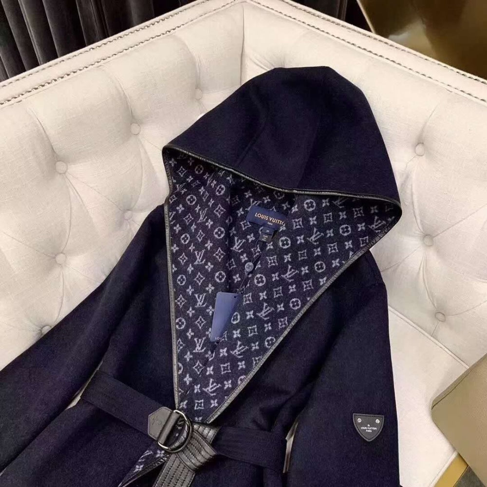 Louis Vuitton Hooded Wrap Coat Black 1A4PE6