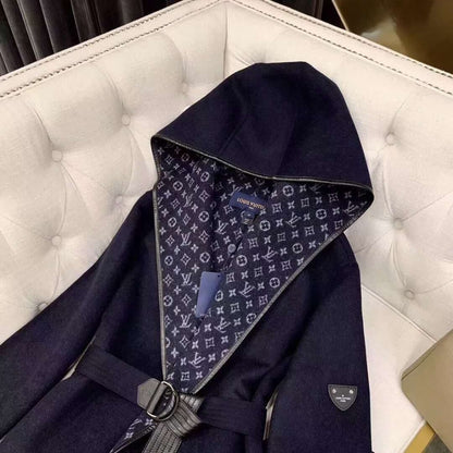 Louis Vuitton Hooded Wrap Coat Black 1A4PE6
