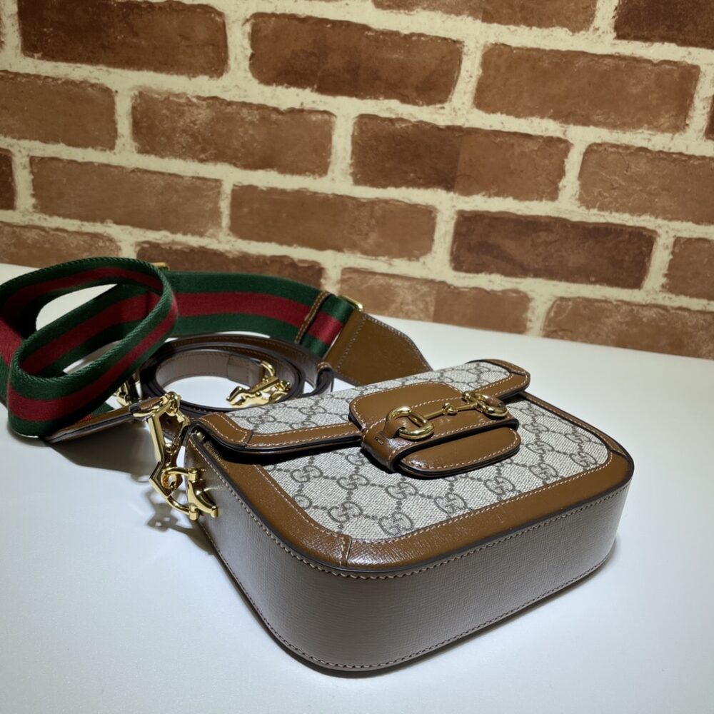 Gucci Horsebit 1955 Mini Bag Beige And Ebony Supreme Canvas 20Cm 658574 HUHHG 8565