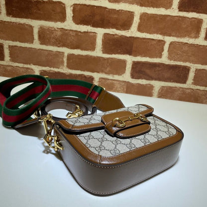 Gucci Horsebit 1955 Mini Bag Beige And Ebony Supreme Canvas 20Cm 658574 HUHHG 8565