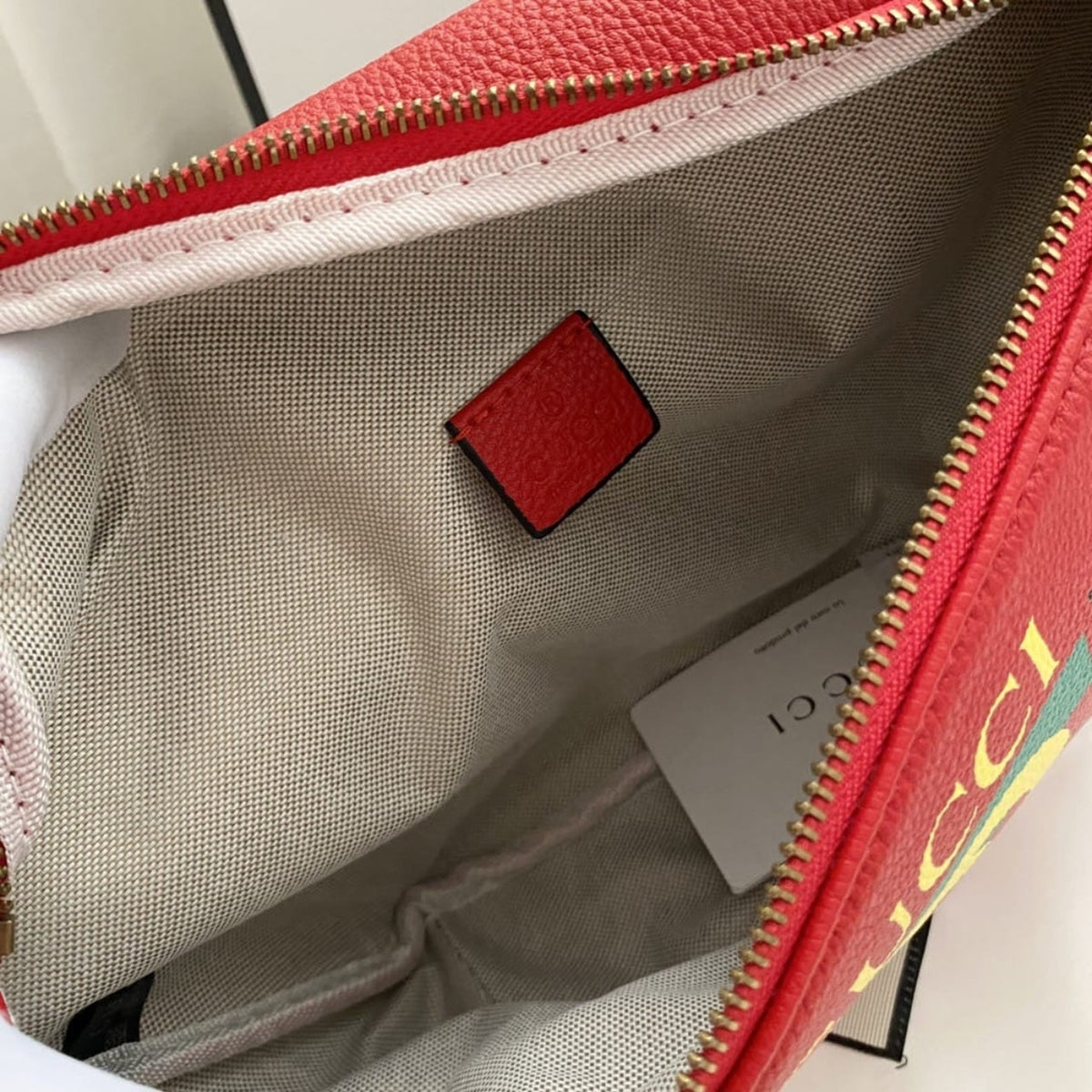GUCCI PRINT BELT BAG RED 28CM 493869 0GDCT 6463