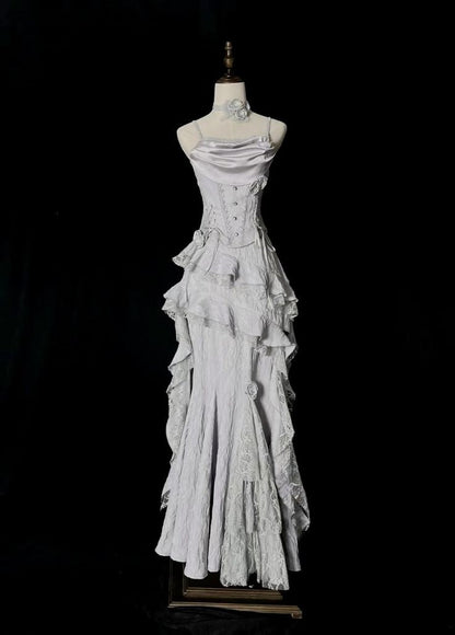 Grey Retro Fashion Elegant Long/Short Lace Homecoming Dress Prom Dress Evening Gown gh3443