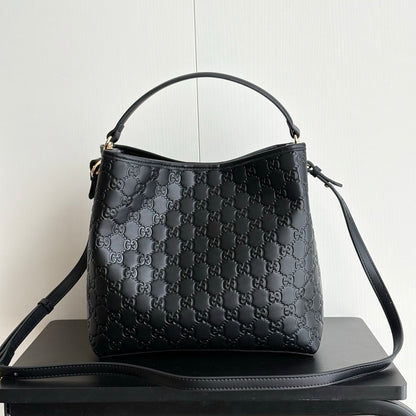 Gucci GG Emblem Small Bucket Bag Black 25Cm