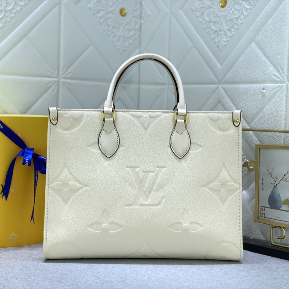 Louis Vuitton Onthego MM Monogram Empreinte Beige 35Cm
