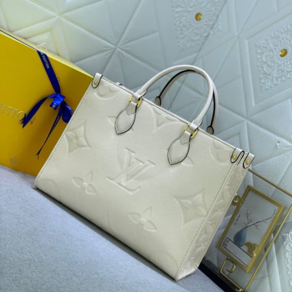 Louis Vuitton Onthego MM Monogram Empreinte Beige 35Cm