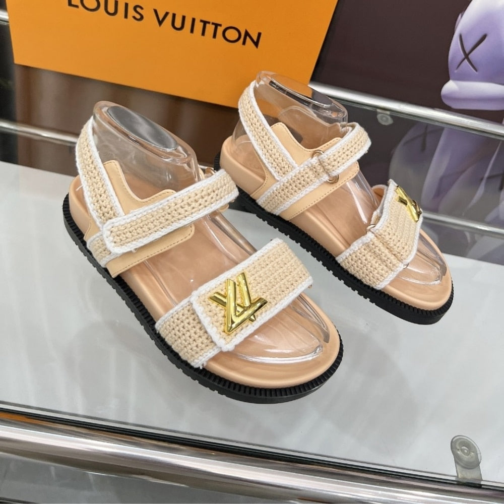 LOUIS VUITTON LV SUNSET COMFORT SANDAL BEIGE AND WHITE 1AHKJ3