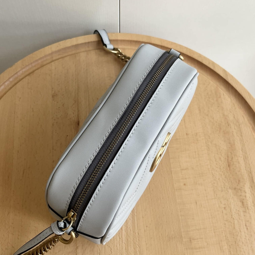 Gucci GG Marmont Small Camera Bag Light Grey 24Cm 447632 AABZB 1712