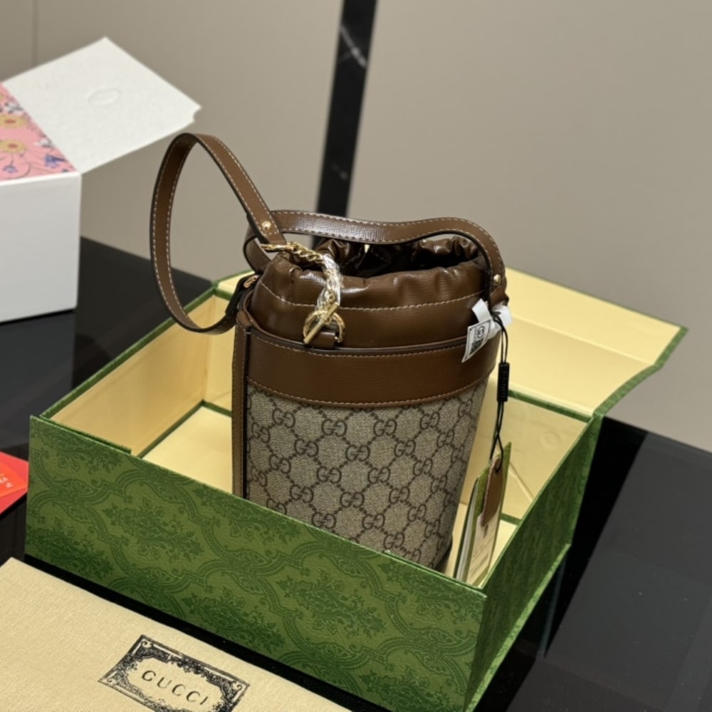 Gucci Housebit 1955 Small Bucket Bag Brown 18Cm