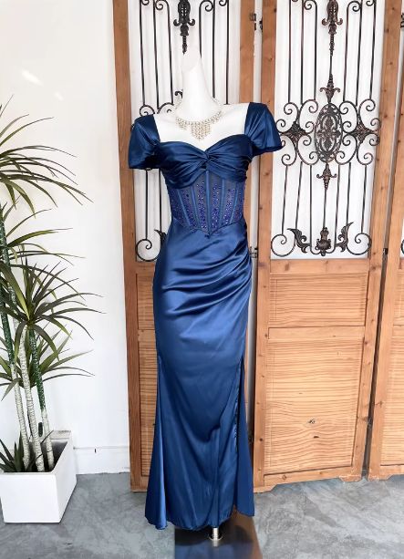 Vintage Satin Mermaid Prom Dress Sweetheart Evening Gown TP5784