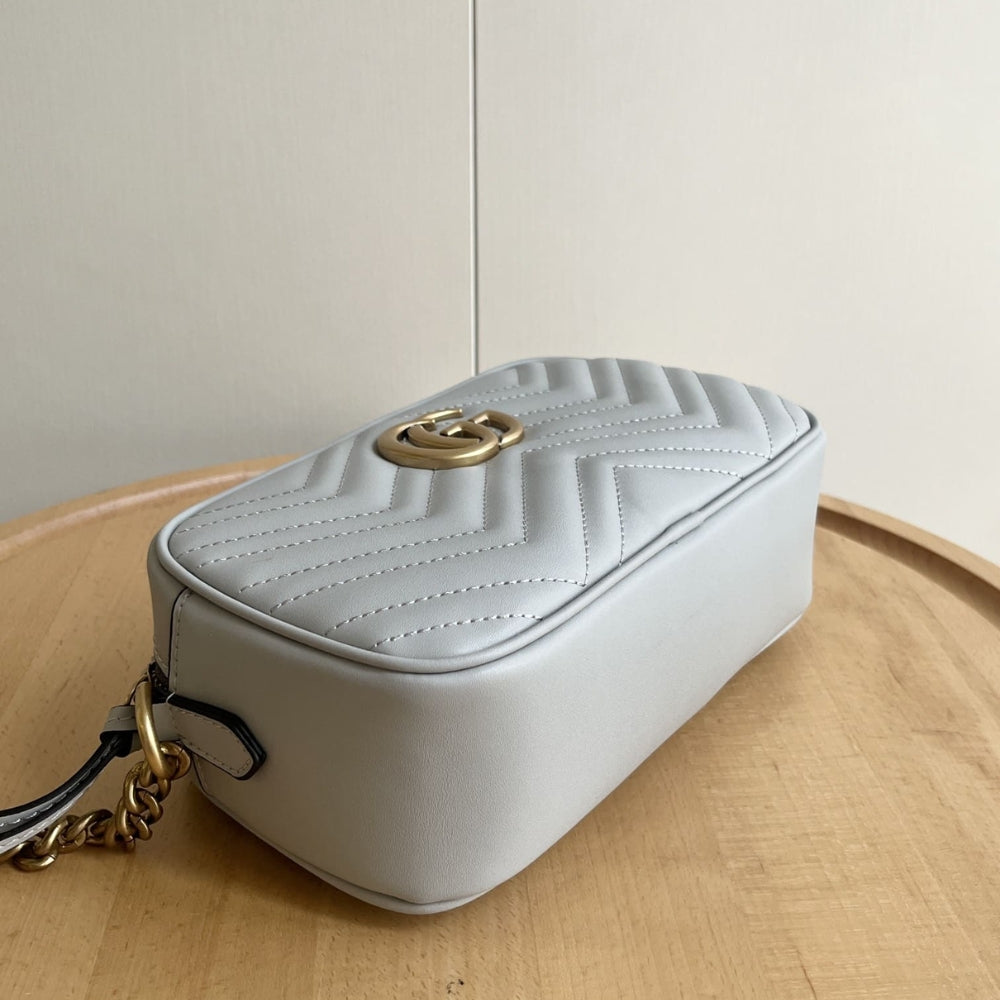 Gucci GG Marmont Small Camera Bag Light Grey 24Cm 447632 AABZB 1712