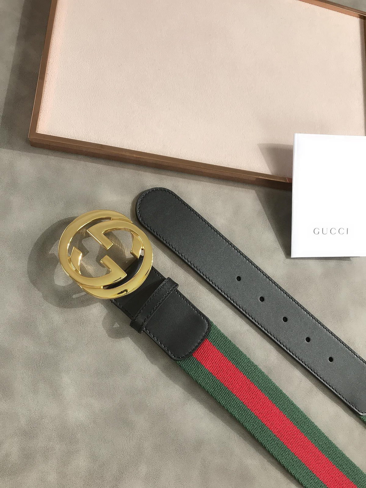 GUCCI’S WEB BELT WITH G BUCKLE GREEN 4CM