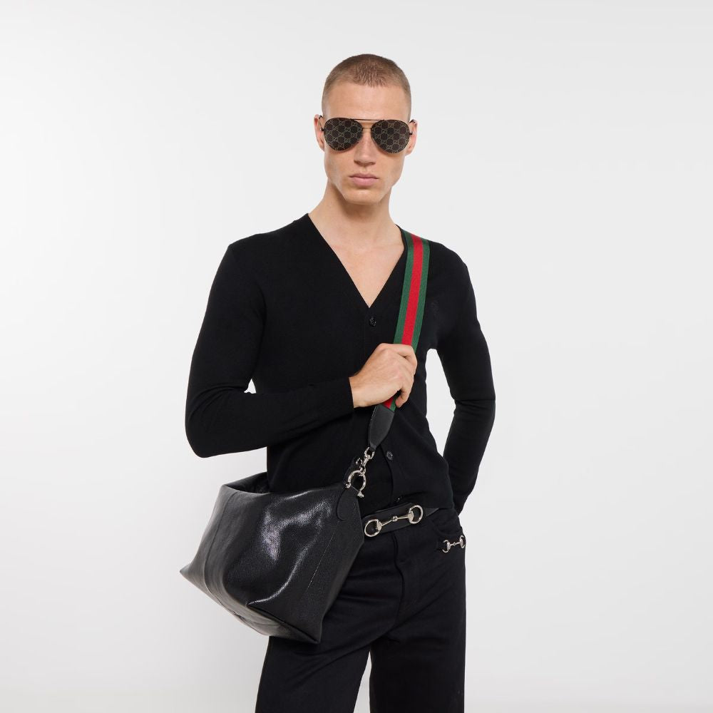 Gucci Brera Medium Crossbody Bag Black 33Cm 866938 AAGDQ 1053
