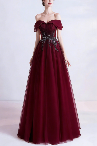 Cute tulle sequins long prom dress evening dress  10470