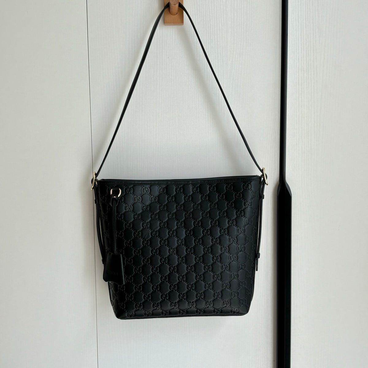Gucci Gg Emblem Small Shoulder Bag In Black Gg  26Cm