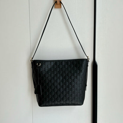 Gucci Gg Emblem Small Shoulder Bag In Black Gg  26Cm
