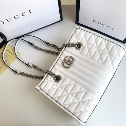 Gucci GG Marmont Small Tote Bag White 26Cm 681483 UM8BN 9022