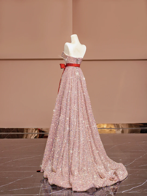 Light pink strapless A-line long ball gown/bridal dress R8398
