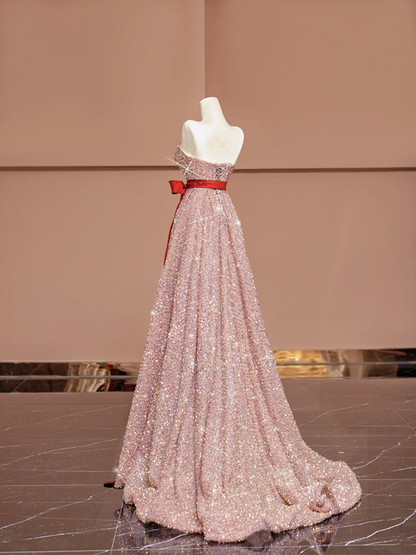 Light pink strapless A-line long ball gown/bridal dress R8398