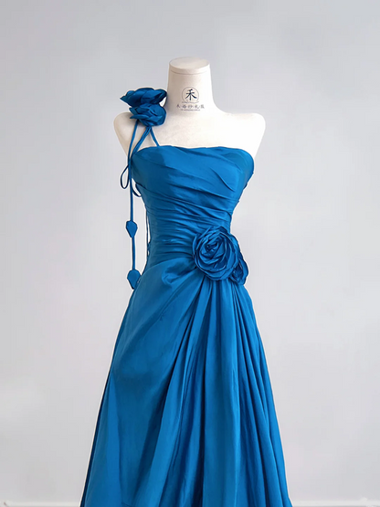 Blue strapless fitted long ball gown, elegant and sophisticated R8198