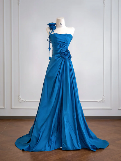 Blue strapless fitted long ball gown, elegant and sophisticated R8198