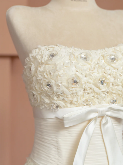 White strapless, fitted A-line long ball gown/bridal dress R8488