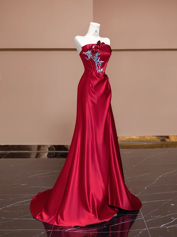 Red strapless fitted long ball gown/bridal dress R8312
